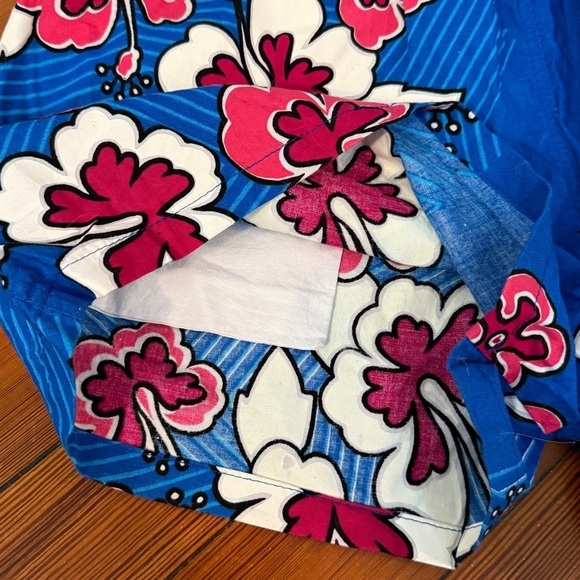Hawaiian Print Surf Shorts Electric Blue Pink - Picture 4 of 7